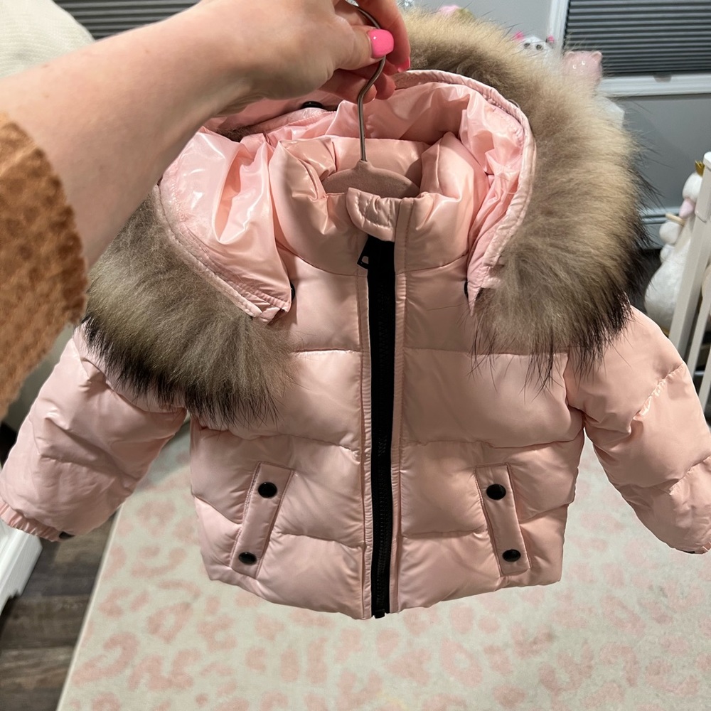 Sam infant puffer coat with fur hood